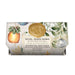 Michel Design Works soap bar with decorative packaging featuring a pomegranate and eucalyptus design.