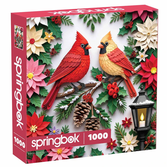 Holiday Paper Cardinals 1000 Piece Jigsaw Puzzle