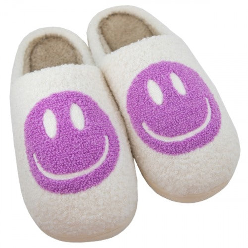 Purple Smiley Face Slippers