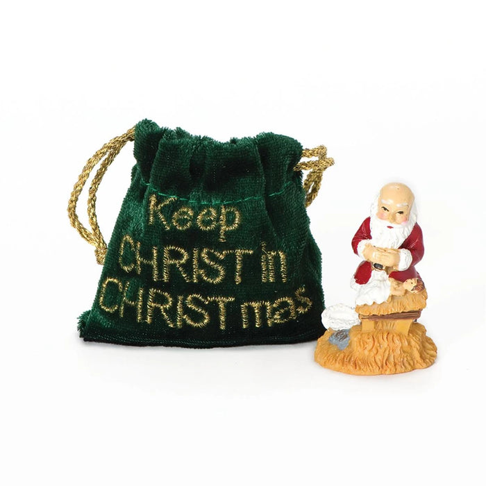 2"H Kneeling Santa in Velvet Pouch