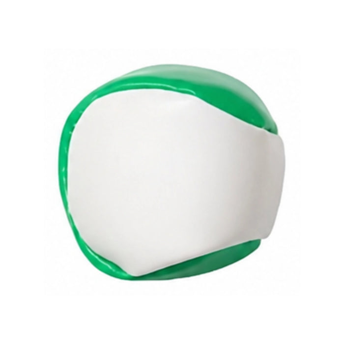 Green and white ball on a white background