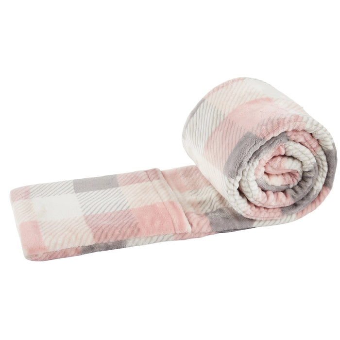 Pink and Grey Plaid Pocket Scarf