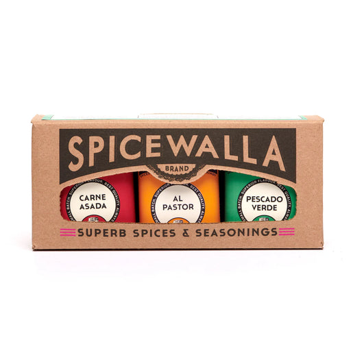 Spicewalla spice set packaging with three spice containers on a white background