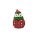 Decorative owl figurine wearing a red sweater and green scarf on a white background