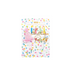 Set of decorative clips with birthday cake and candle design on a polka dot background