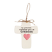Decorative cross ornament with 'My greatest blessings call me Grandma' text and pink heart on a white background.