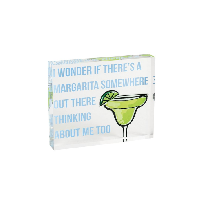 Card with a margarita illustration and text on a white background