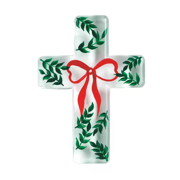 Red Bow Glass Cross