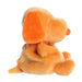 Orange plush dog toy on a white background