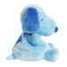 Blue plush dog toy on a white background