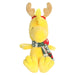 Woodstock plush with reindeer antlers and a scarf on a white background