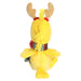 Woodstock plush with reindeer antlers and a scarf on a white background