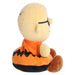 Plush toy of a character in an orange outfit with a white background