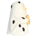 Plush toy resembling a ghost with black spots on a white background