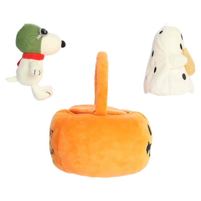 Plush toy with a dog and ghost character on an orange base