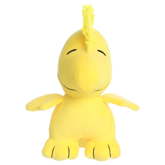 Yellow Woodstock plush toy on a white background