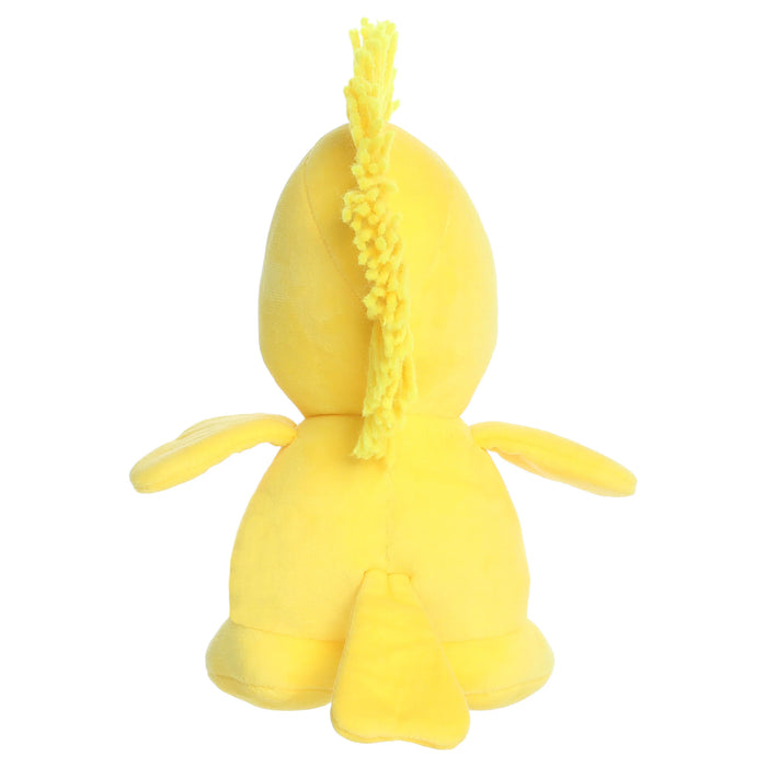Yellow Woodstock plush toy on a white background