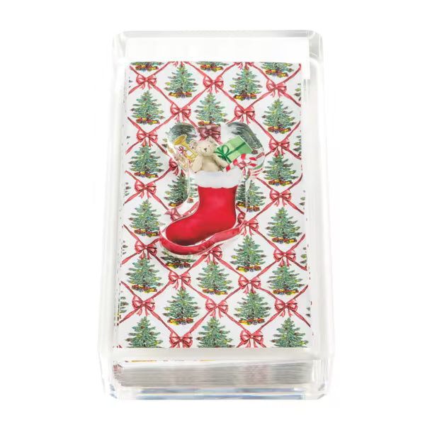 Stocking Tartan Napkin Holder And Weight Set