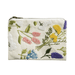Small pouch with floral embroidery on a white background