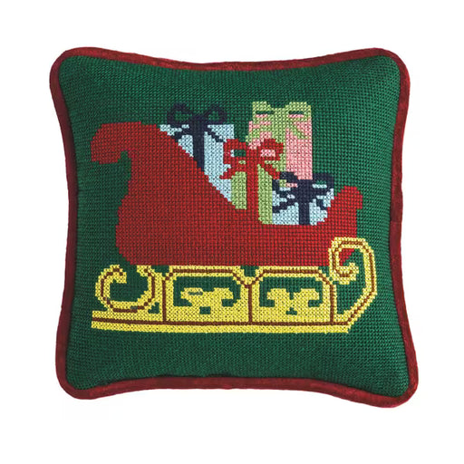 Sleigh Needlepoint Mini Pillow