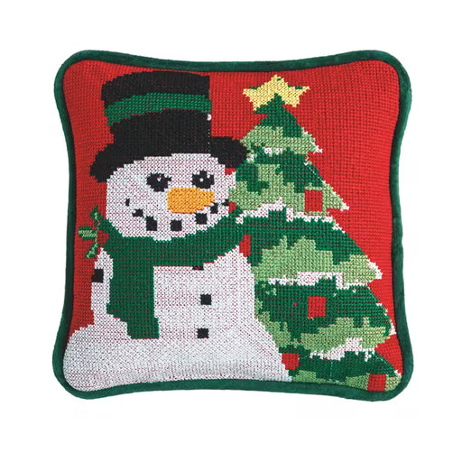 Snowman Needlepoint Mini Pillow