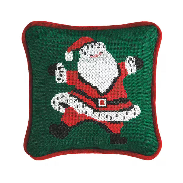 Santa Needlepoint Mini Pillow