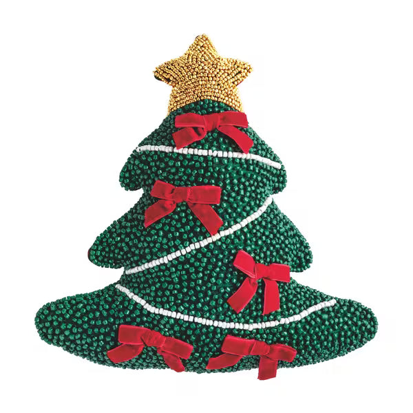 Christmas Tree Beaded Pillow