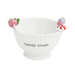White bowl with 'Candy crush' text, decorative elements on a white background