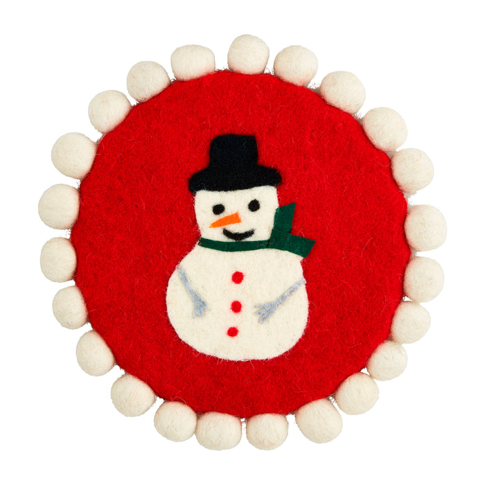 Snowman Man Pom Trivet