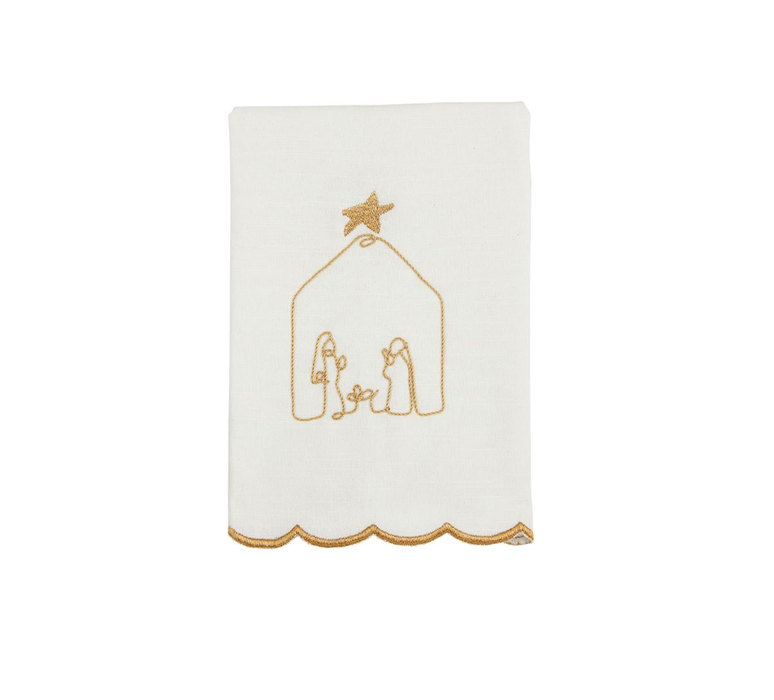 Nativity Gold Embroidery Scallop Towel