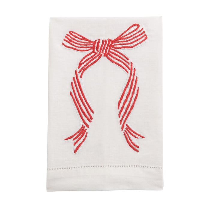 Striped Bow Embroidered Towel