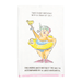 Cartoon character in a mermaid tail holding a cocktail with humorous birthday message.