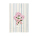 Striped towel with pink floral design and bow on a white background
