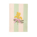 Striped towel with floral embroidery on a white background