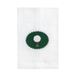 White towel with a green circle featuring a white golf ball and red and white flag on a white background