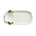 Rectangular ceramic tray with a white floral design on a white background