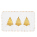 White board with gold Christmas tree patterns on a white background