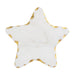 Star-shaped object with gold accents on a white background