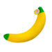 Toy banana with a green stem on a white background