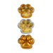 Three metallic gold paw print shapes stacked vertically on a plain white background, each showing different internal fill patterns including solid gold, glittery gold, and gold with silver flecks.