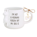 White mug with dog face design and 'I'm not a morning person but my dog is' text, featuring a bone-shaped keychain.