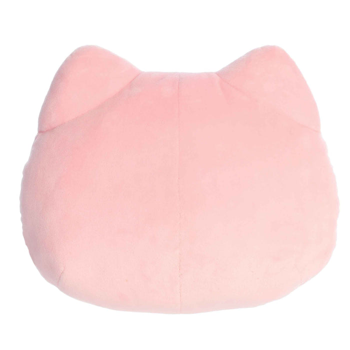 Pink cat-shaped cushion on a white background