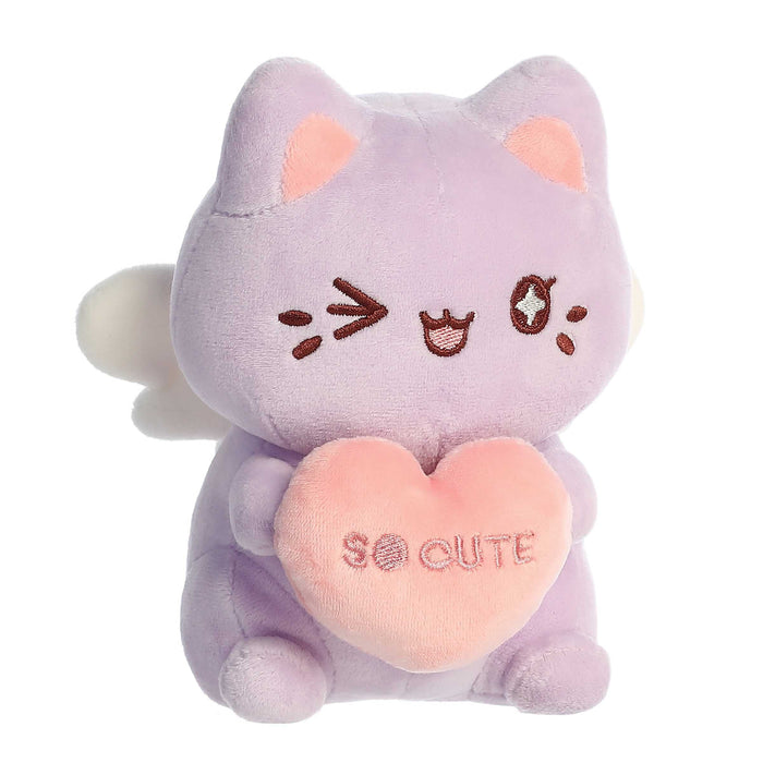 7" Candy Heart Sitting Lavender Meowchi