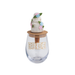 Clear glass with 'BRIDE' text, wooden base, and decorative cake on a white background