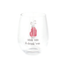 Clear glass with pink flamingo design and text 'sink 'em & drink 'em' on a white background