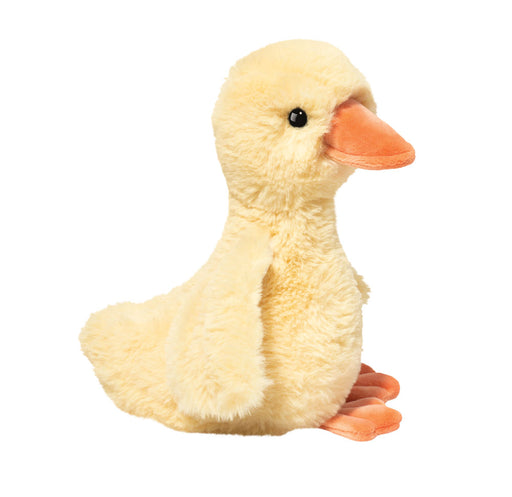 Plush duck toy on a white background