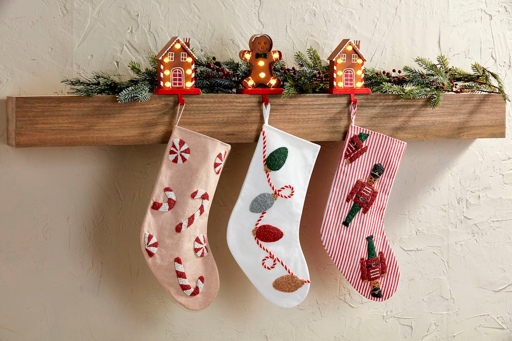 Nutcracker Beaded Stocking