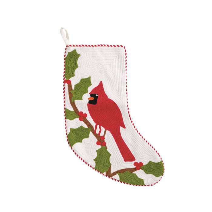 Cardinal Embroidered Stocking