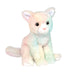 Pastel-colored fox plush toy on a white background