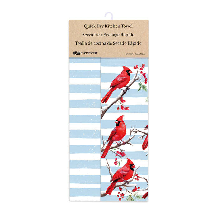 Winter Cardinals Double-Sided Kitchen Towel
